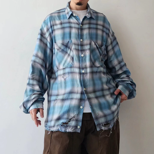 THE JEAN PIERRE / Grunge Destroy Plaid Shirt