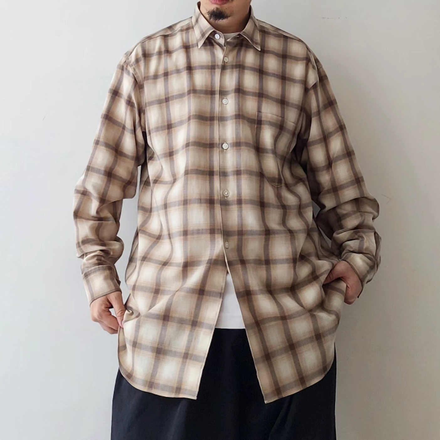 INTERIM / Supima Wool Check Regular Collar Shirt