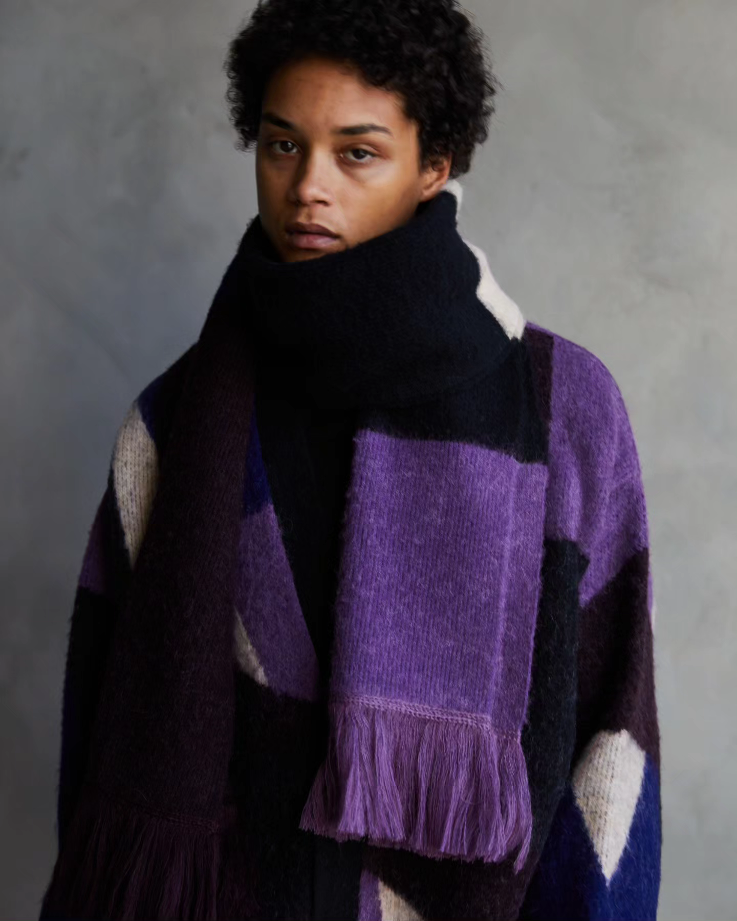 TAUPE / Mohair Long Sacarf