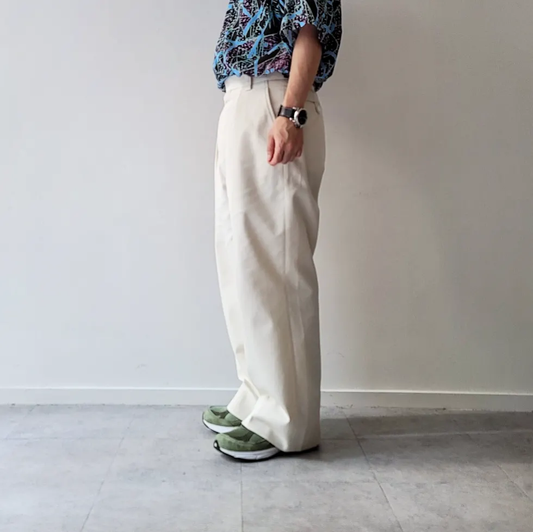 Turkish Ogarnic Drill 1-Tuck Baggy Slacks