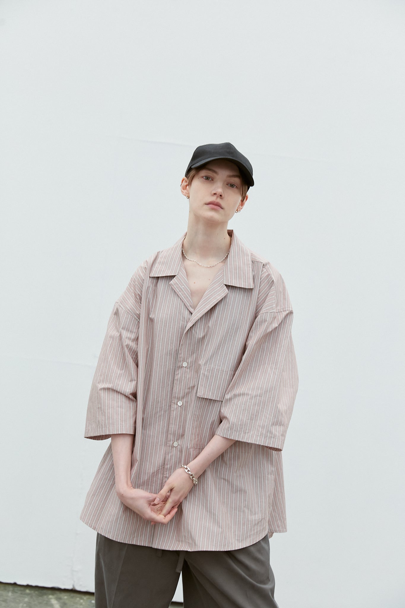 Oversized Stripe Cotton Collar Shirt (RyoTakashima x Tree And Branch)