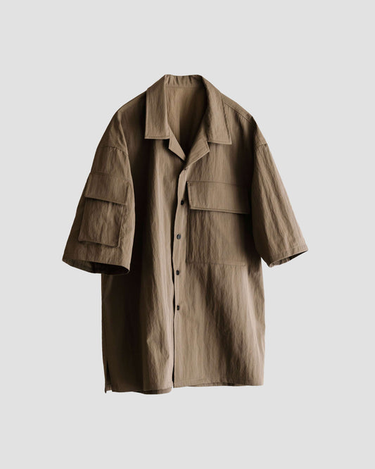 Multi Pocket Half Sleeve Shirts (Dark Beige)