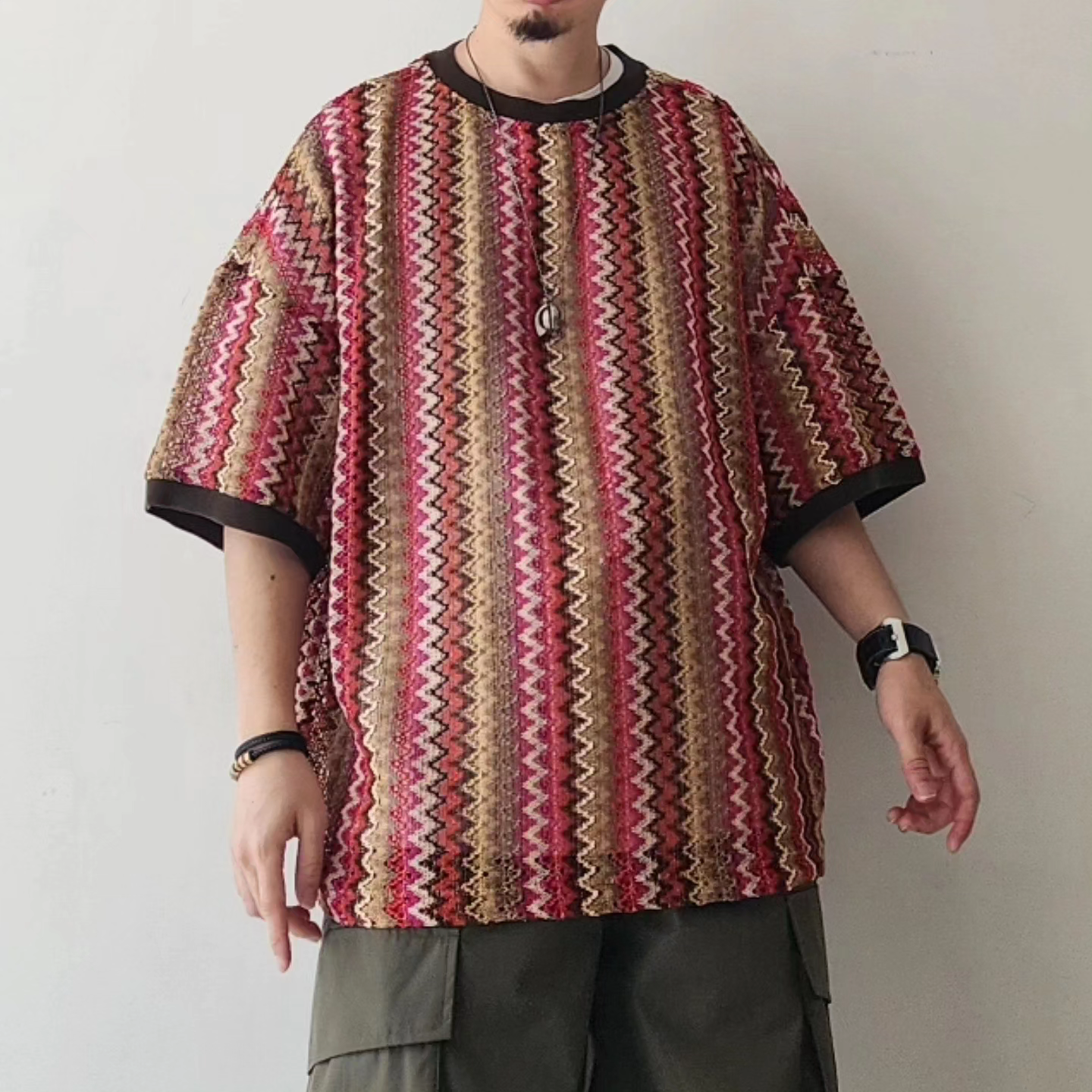 MERELY MADE / Pink Merely Hmong Hoa Knit T-Shirt