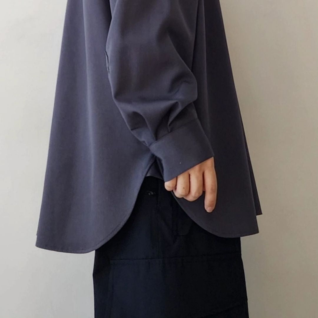 BLANC YM / Wool Gabardine Wide Shirt