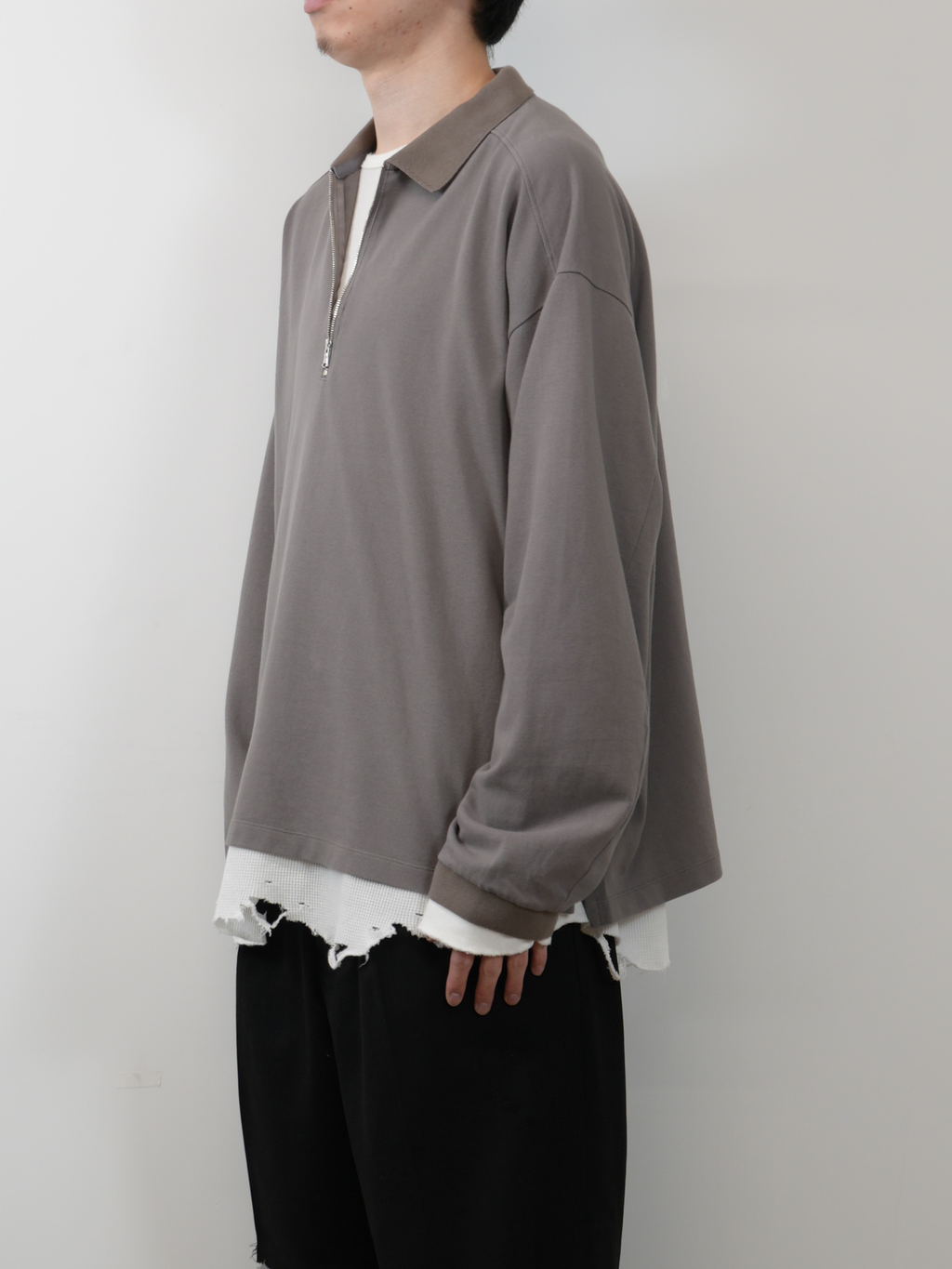 ANCELLM / Half Zip Polo LS Shirt