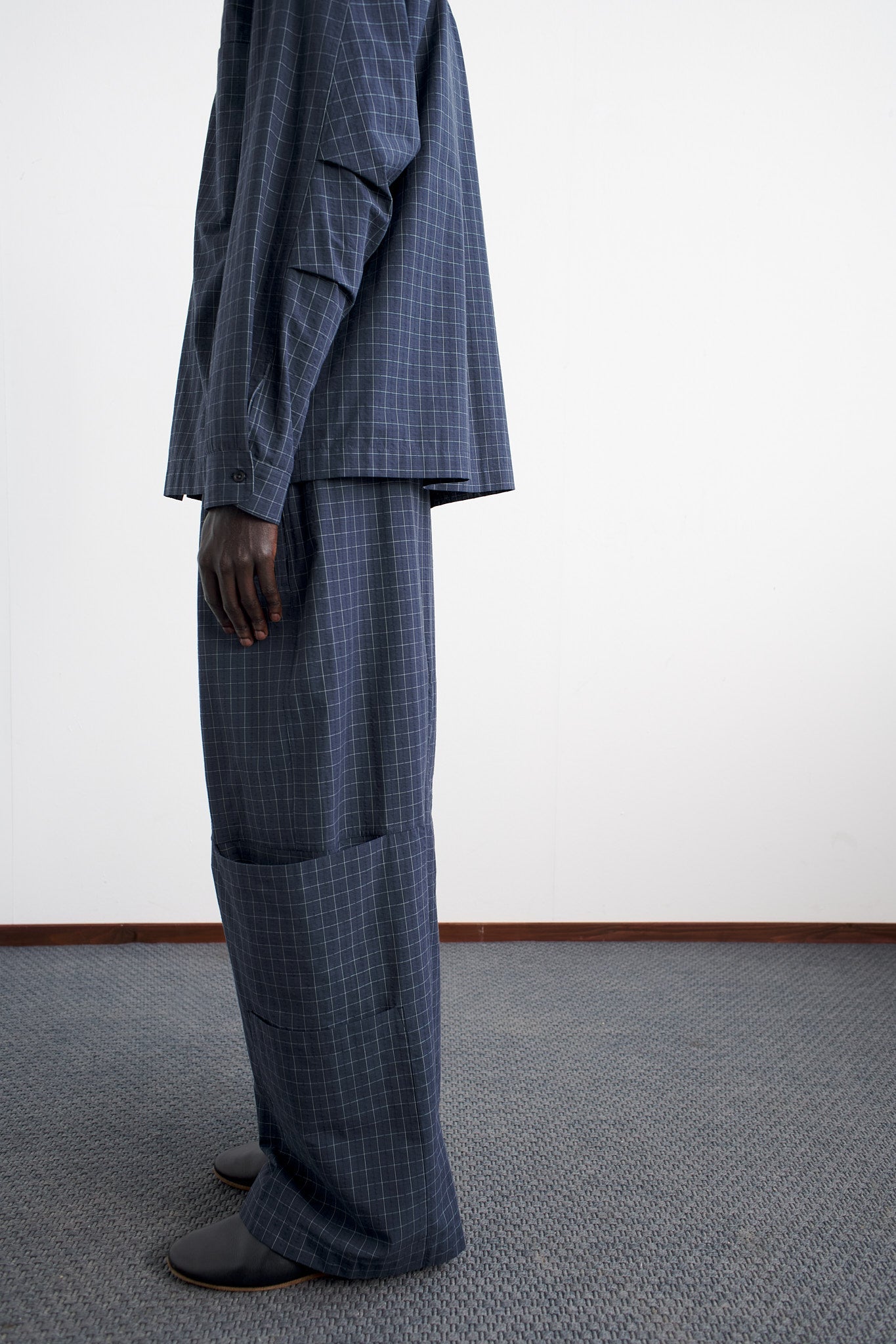 SAGE NATION / Parachute Trouser - Stone Blue Check