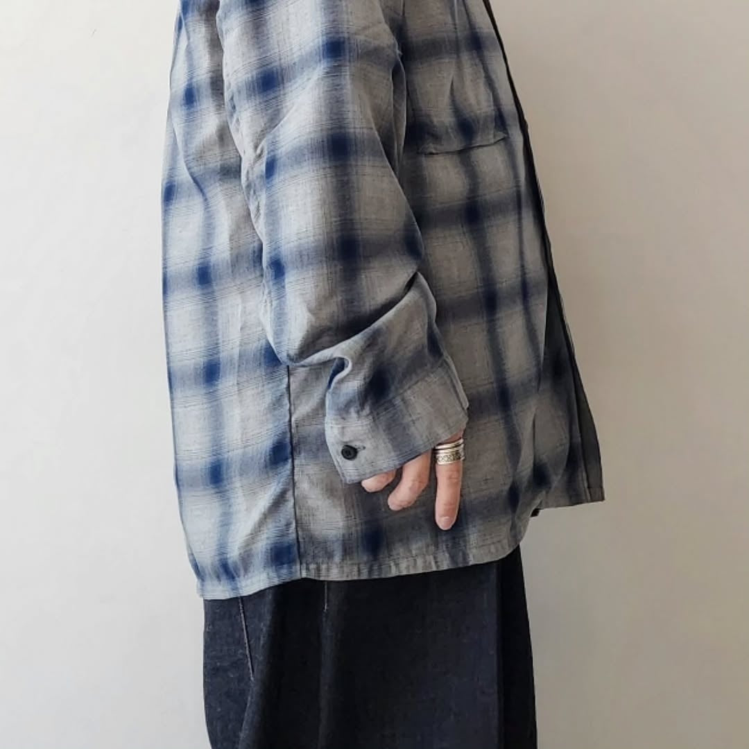 ESSAY / Shadow Check Open Collar Shirt