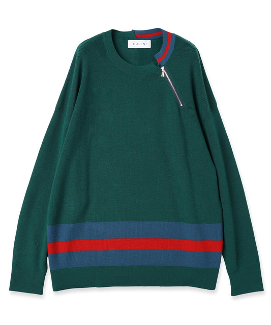 CULLNI / Neck Zip Line Knit