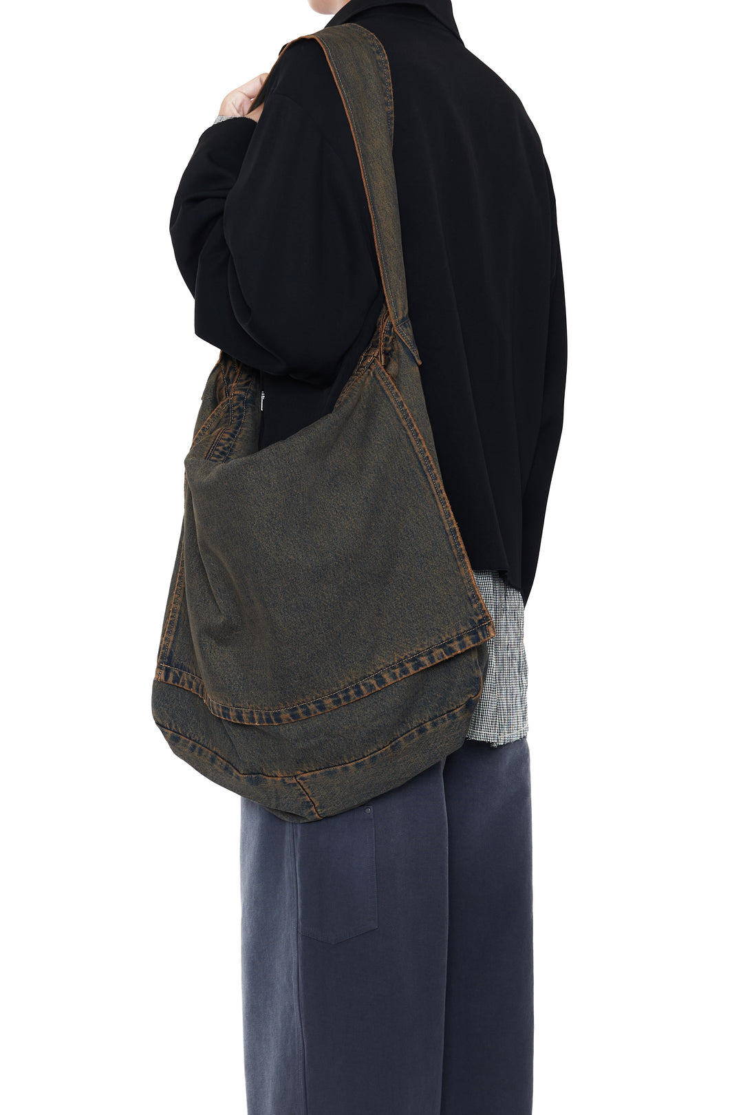 CODA / Black Brown Wash Denim Cross Body Bag