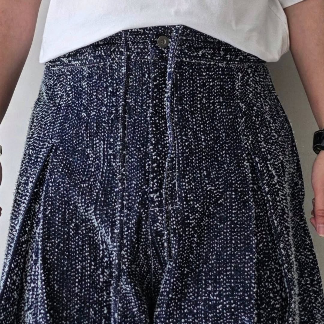 SAGE NATION / Box Pleat Trouser Denim - Indigo Snow Nep