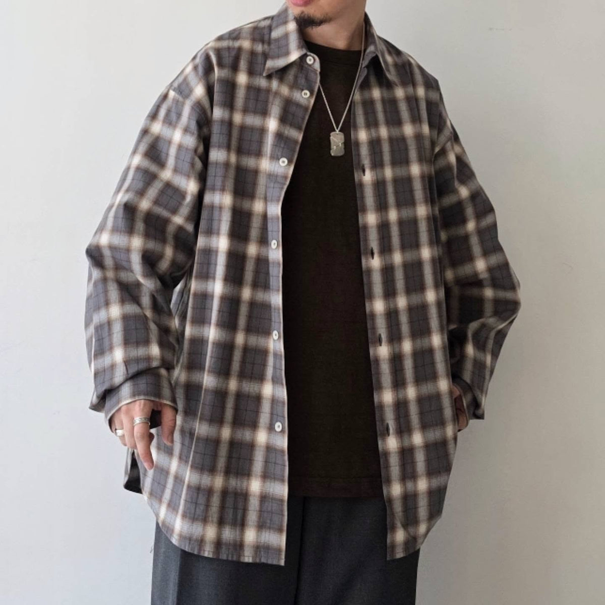 SAGE NATION / Chisholm Shirt - Ivory Espresso Check