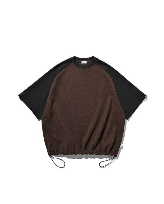 CLESSTE / City Light Thermal Raglan S/S T-Shirt With Drawstrings (Brown x Black)
