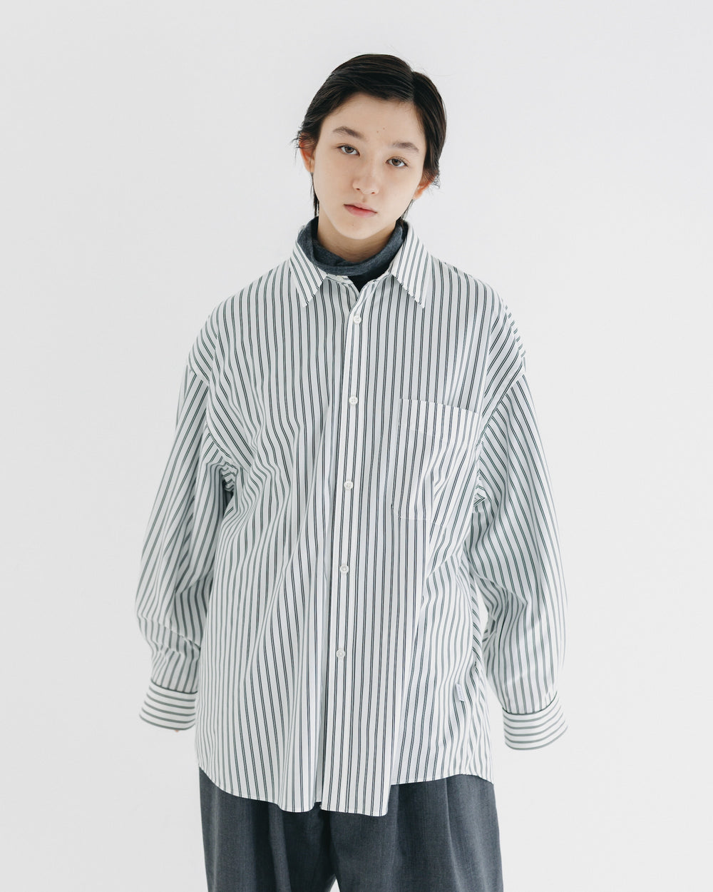 CLESSTE / 46G Knit Everyday L/S Shirt (White Stripe)