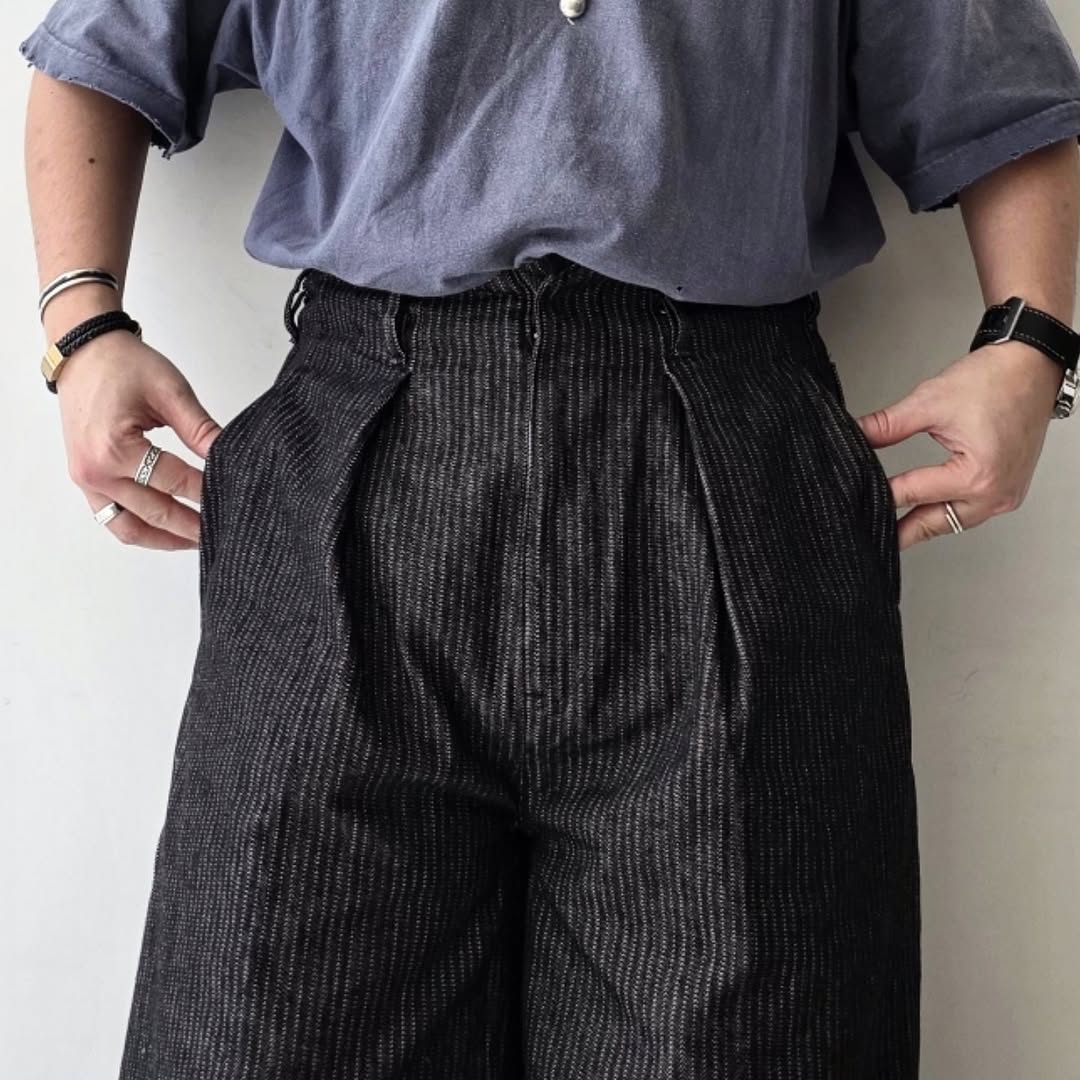 SABY / Tuck Baggy Type 2 - Stripe Denim One Wash - (Black OW)