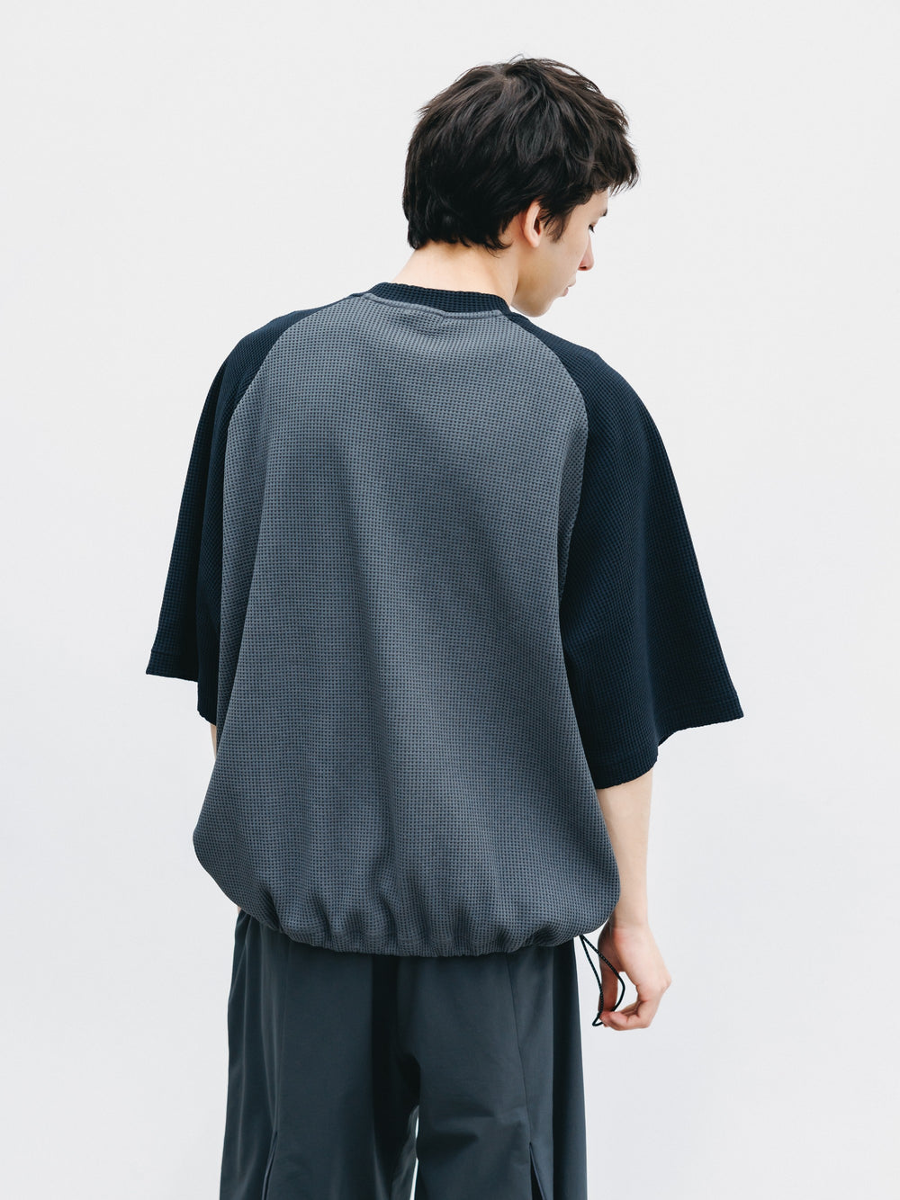 CLESSTE / City Light Thermal Raglan S/S T-Shirt With Drawstrings (Gray x Black)