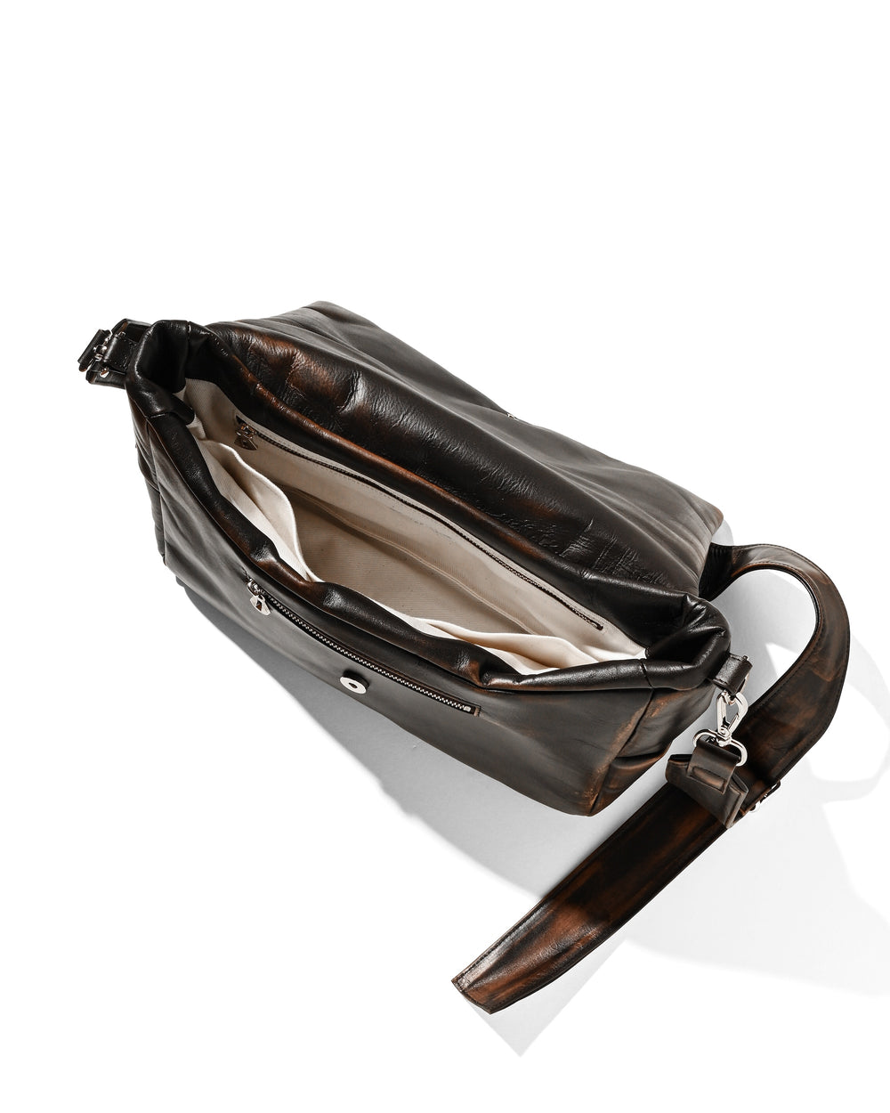 CLESSTE / Vintage Leather Padded Flap Holiday Bag (Brown)