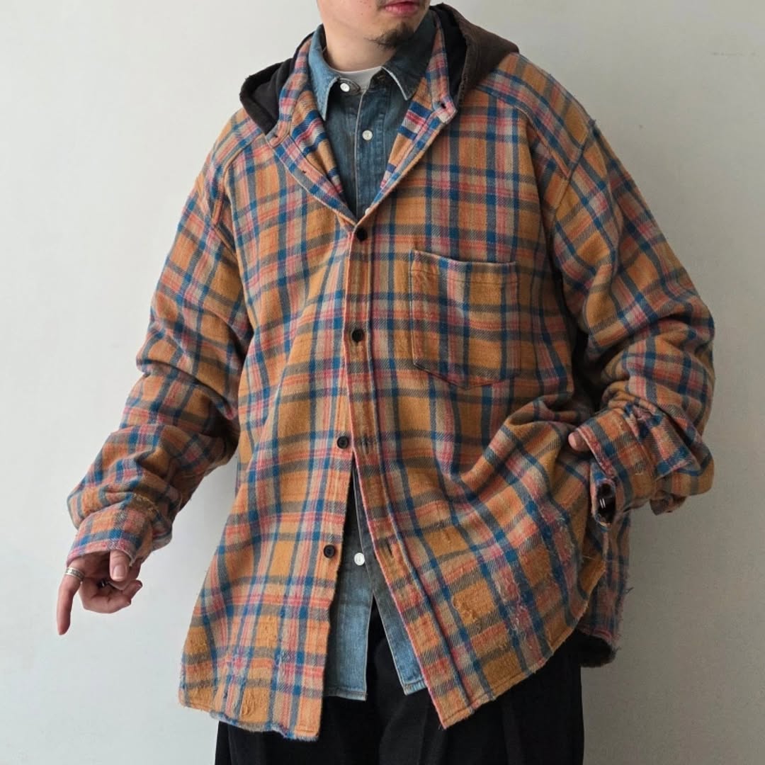 ANCELLM / Nel Check Hoodie Shirt (Camel) – Tree and Branch
