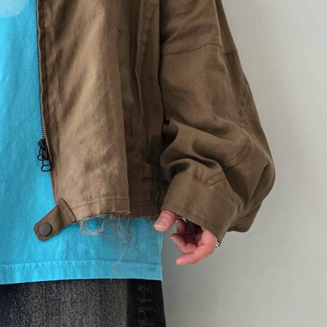 ANCELLM / L/N Zipup Shirt Jacket (Brown)