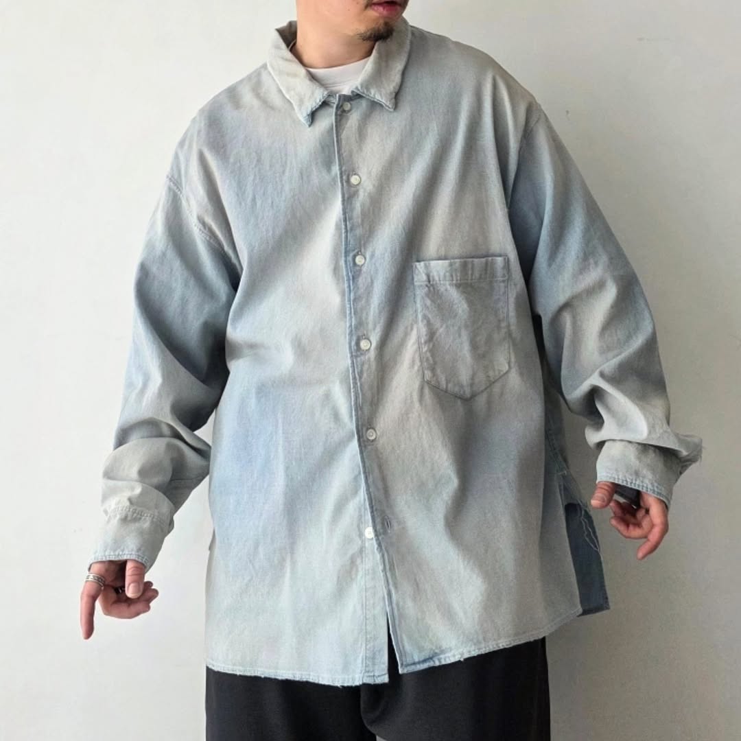 ANCELLM / Brushstroke Aging Shirt (Indigo)