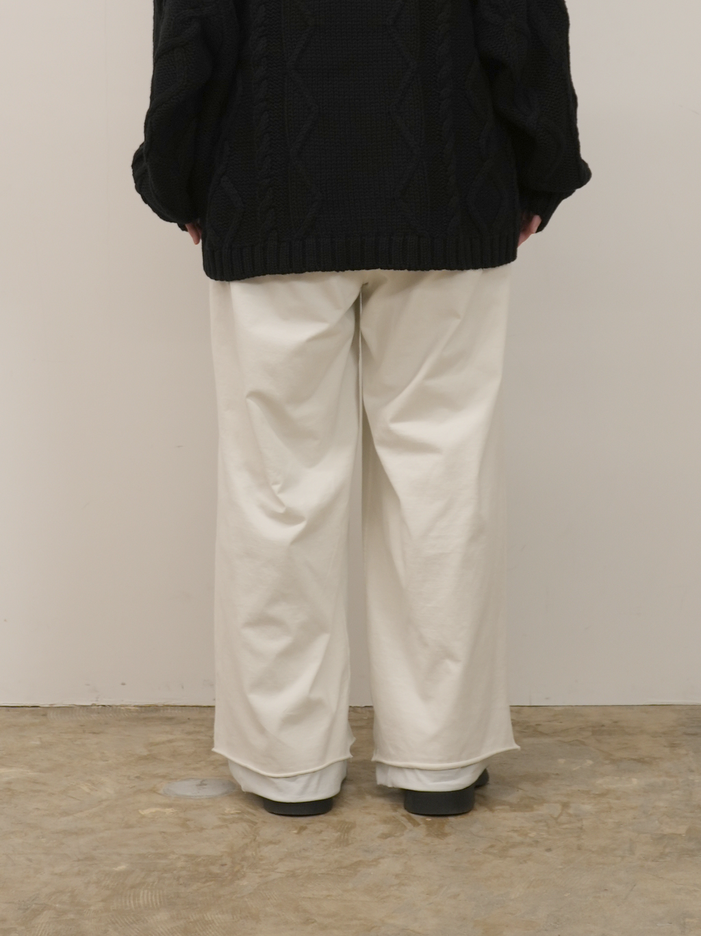 ANCELLM / Drape Wide Easy Cut Slacks (White)