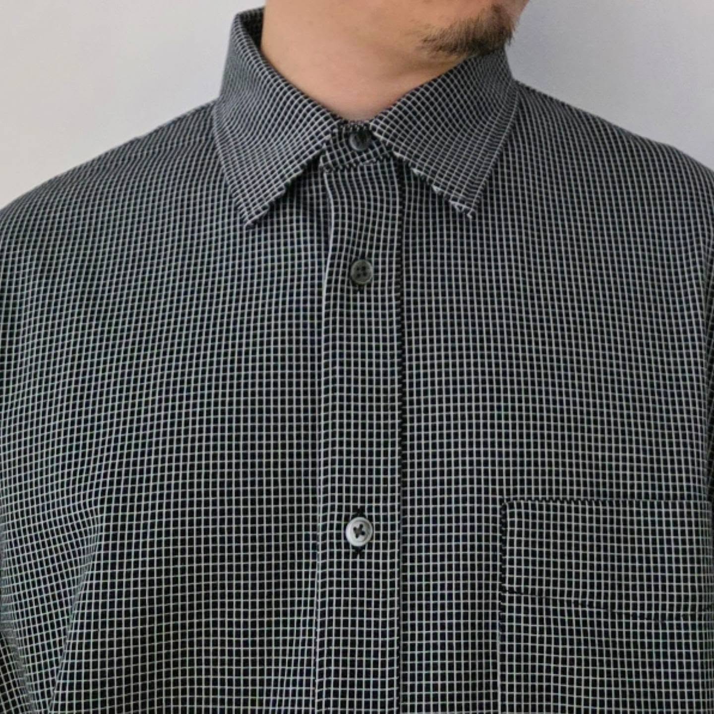 CLESSTE / Mini Grid Check 36G Knit Everyday S/S Shirt (Black x White)