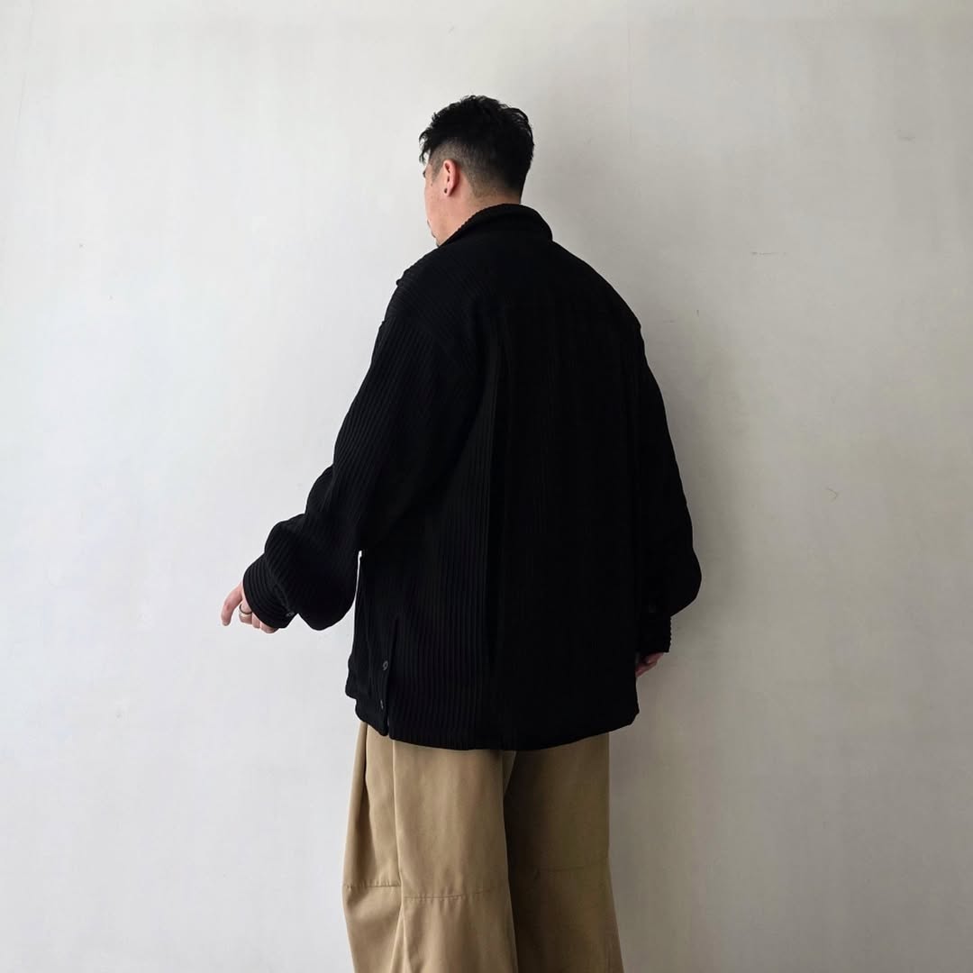 ANCELLM / Wrinkled Stripe Shirt (Black)