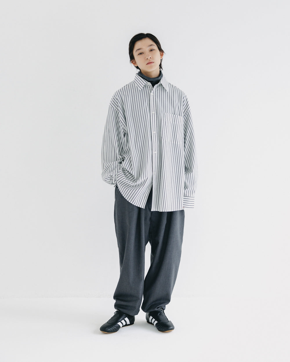 CLESSTE / 46G Knit Everyday L/S Shirt (White Stripe)