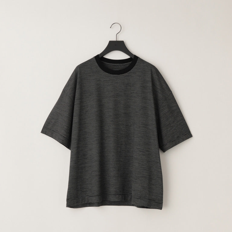 KANEMASA PHIL / 32G Wool Stripe SS Tee (Black)