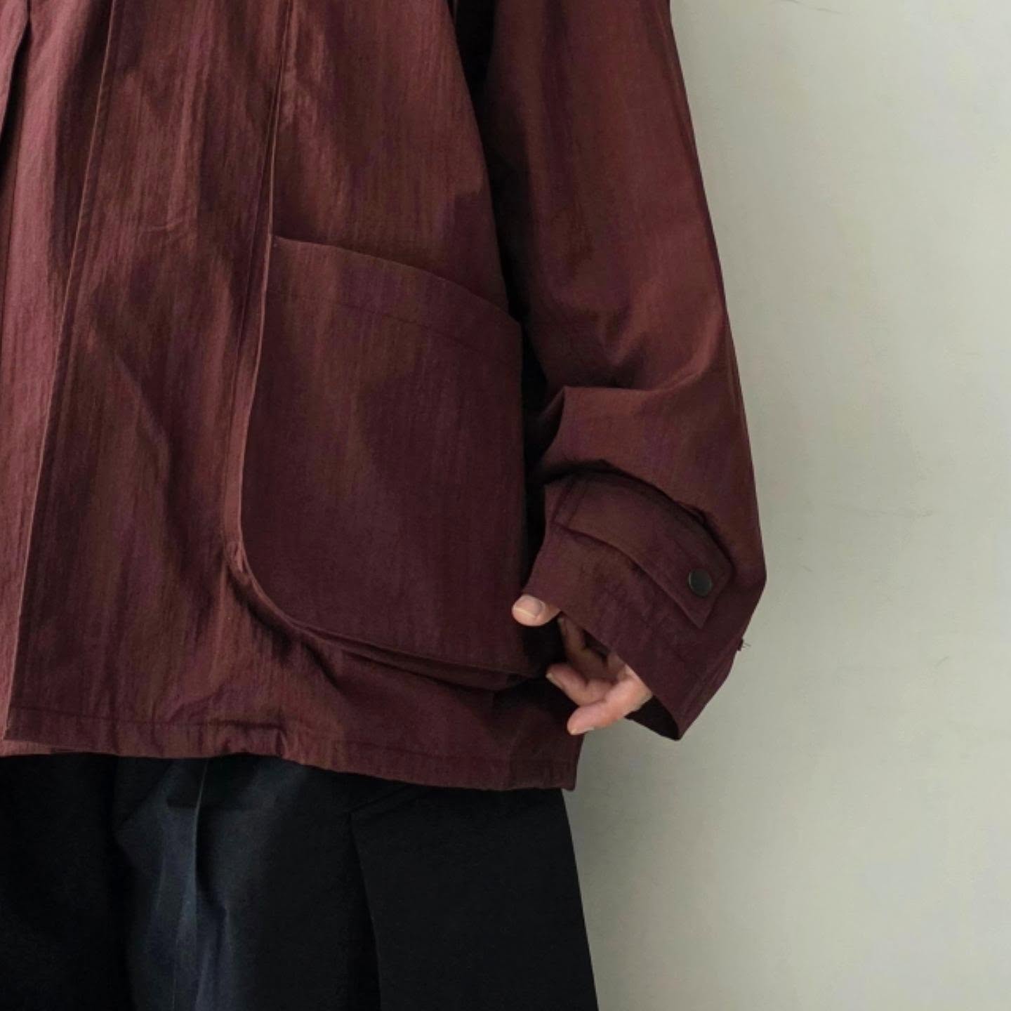 ANCELLM / Wrinkled Nylon Over Hoodie (Marron)