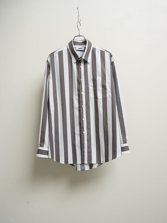 REVERBERATE / Regular Collar Shirt - ST (White x Charcoal)