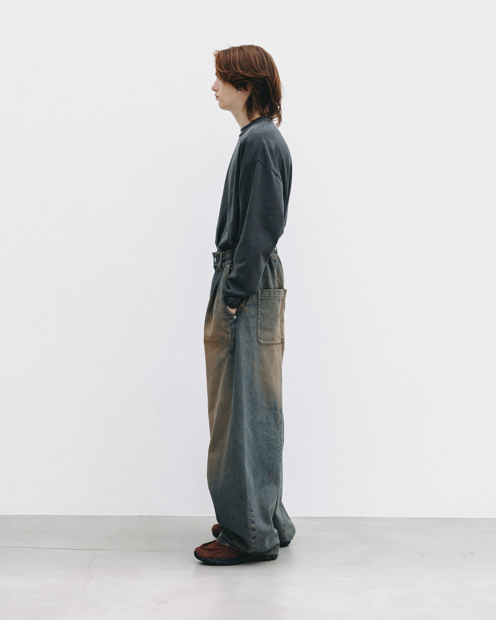CLESSTE / Vintage Dyed Selvedge Denim Barrel Leg Pants (Vintage Brown)