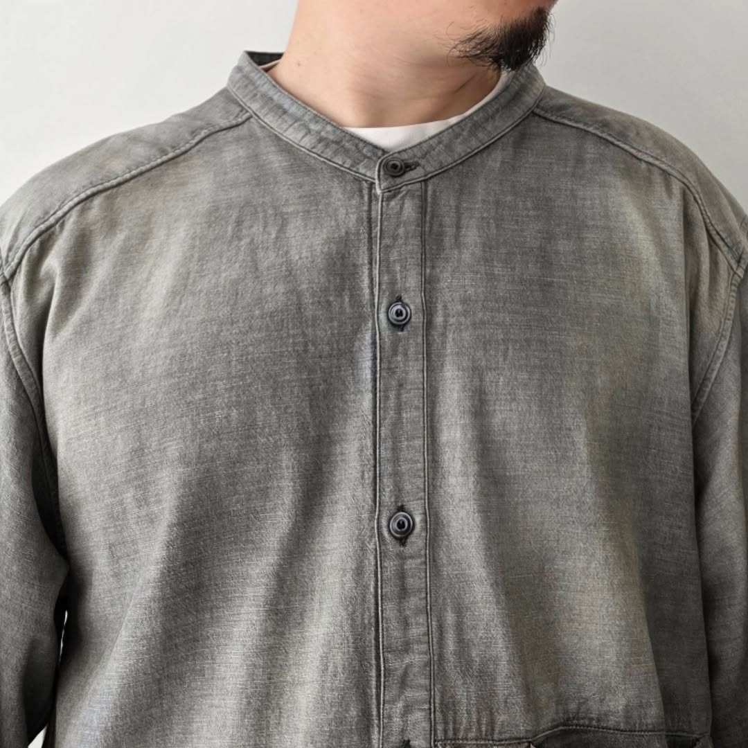 ANCELLM / Chambray Long Shirt Dress (Black)