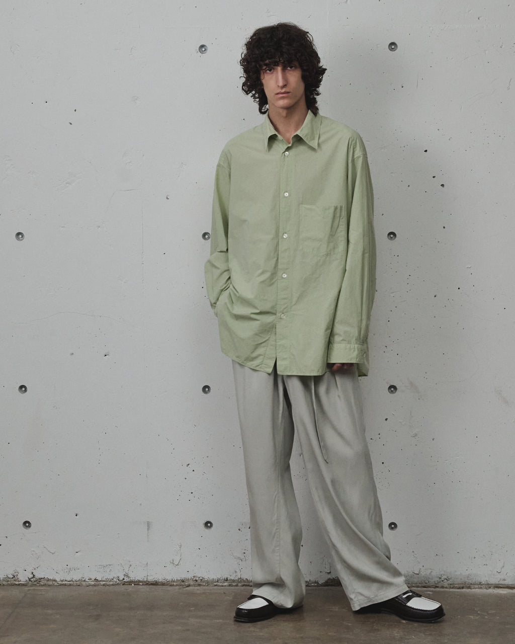 ANCELLM / Shrink Over Shirt (Gray Mint)