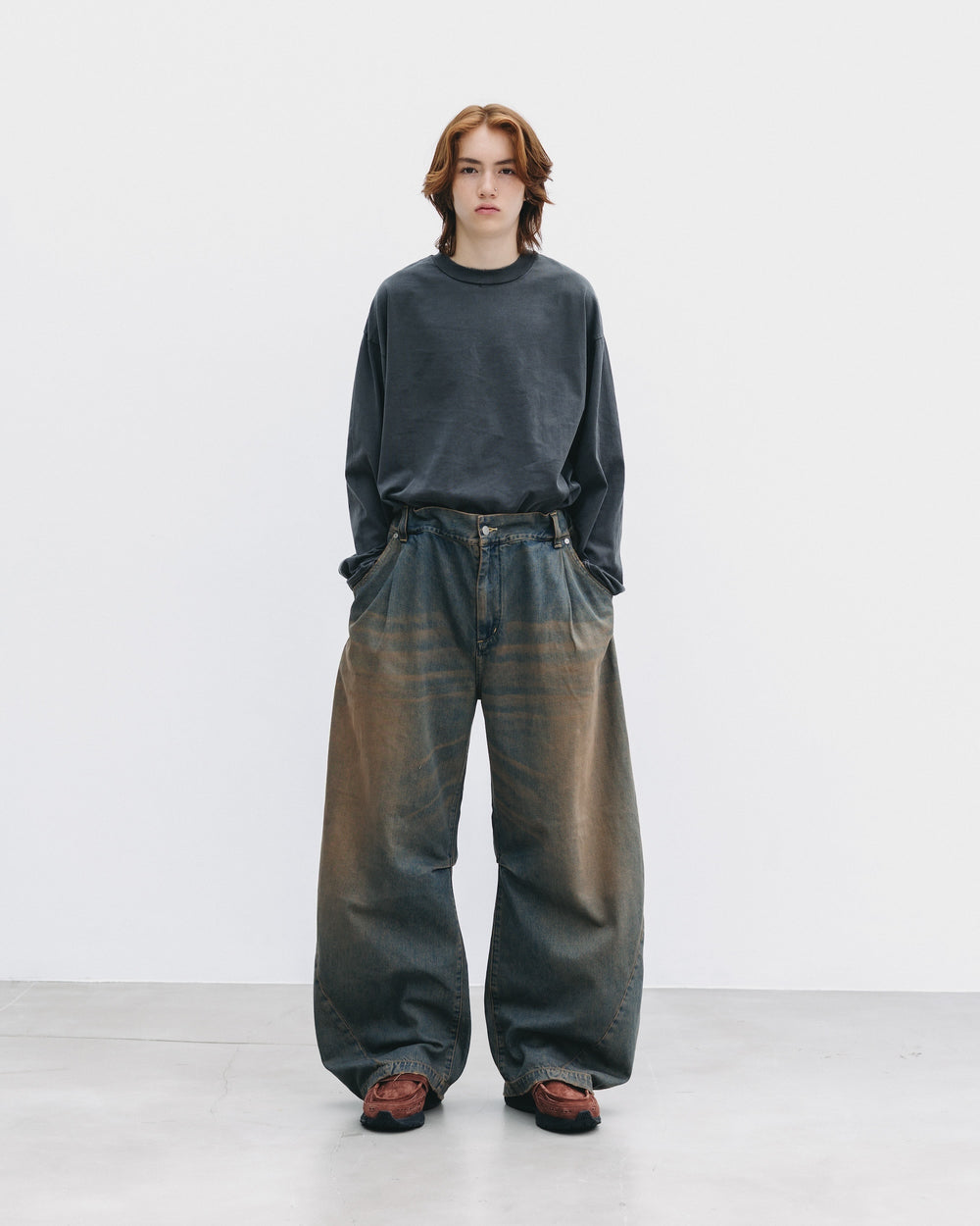 CLESSTE / Vintage Dyed Selvedge Denim Barrel Leg Pants (Vintage Brown)