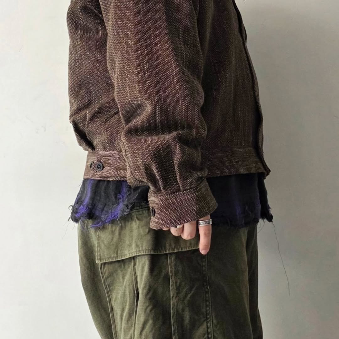 ANCELLM / Melange Wool Work Shirt Blouson (Brown)