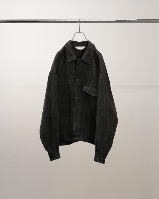 ANCELLM / Melange Wool Work Shirt Blouson (Black)