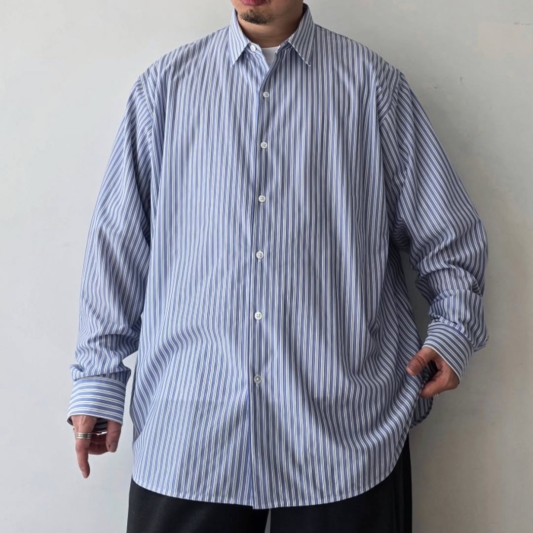KANEMASA PHIL / 46G Atmosphere Stripe Shirt (Sax Black)