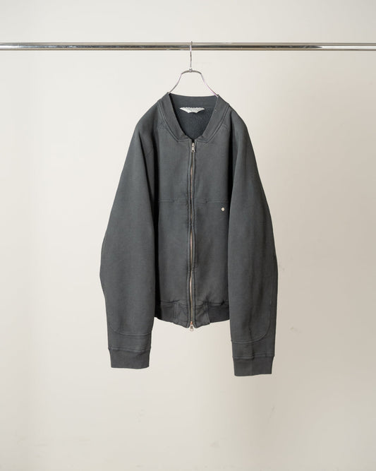 ANCELLM / Fleece-Lined Sweat Versity Shirt (Black)