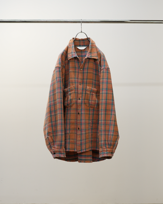 ANCELLM / Nel Check Over Work Shirt (Camel)