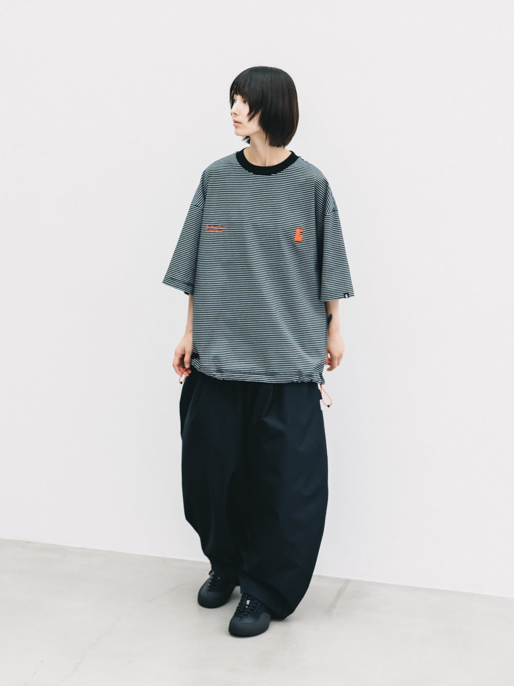 CLESSTE / 'C x Concept' Striped S/S T-Shirt With Drawstrings (Black x White)