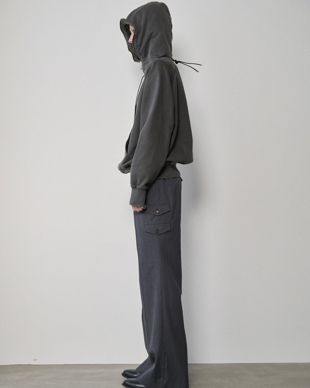 RICH I / Processed Half-Zip Sweat Hoodie (Gray)