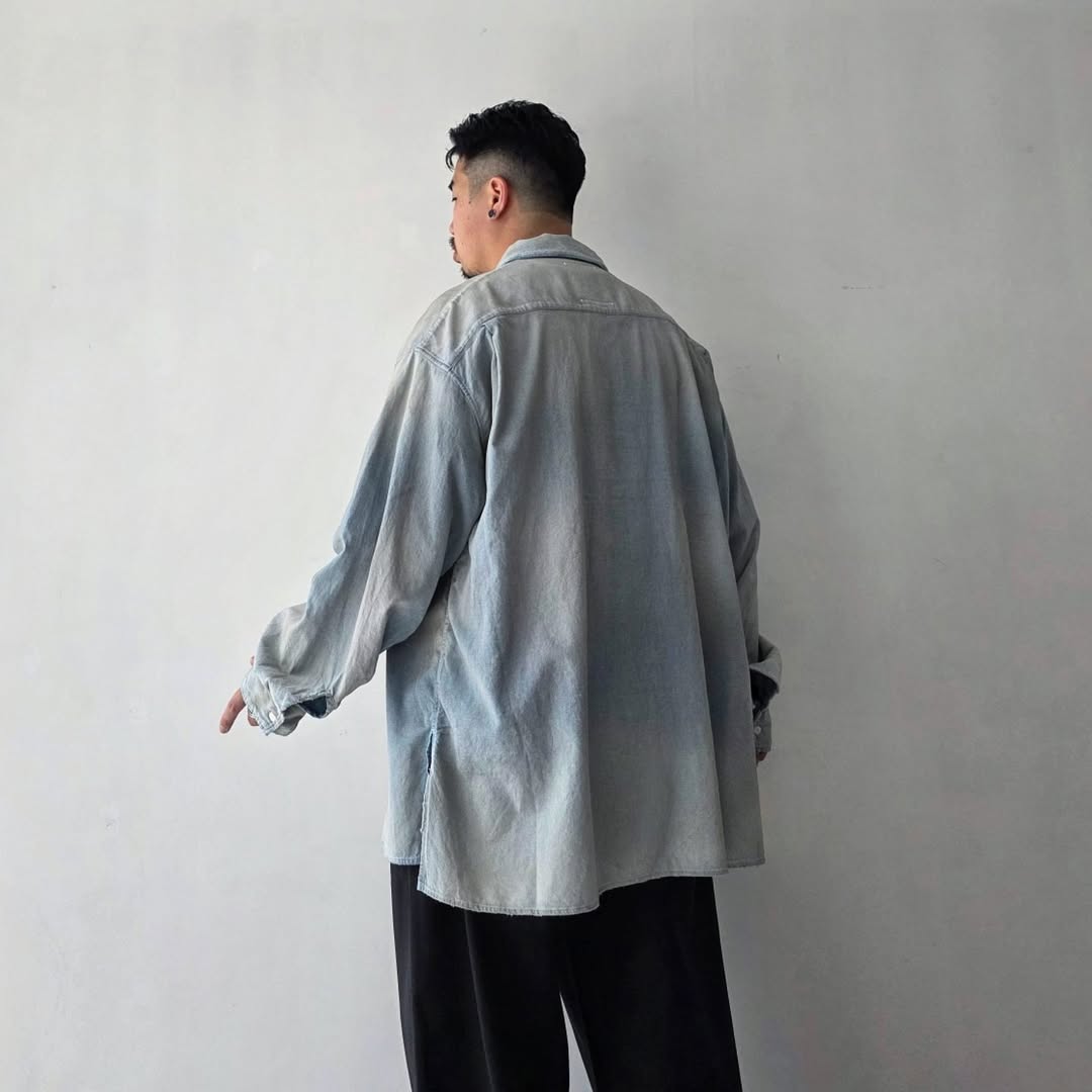 ANCELLM / Brushstroke Aging Shirt (Indigo)