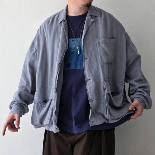 THE JEAN PIERRE / Safari Linen Shirt (Greige Dax)