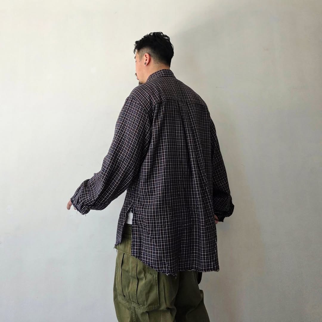 ANCELLM / Nel Check Over Work Shirt (Navy)