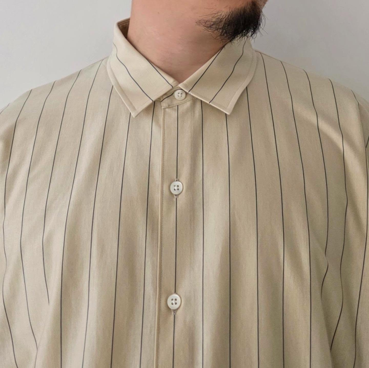 KANEMASA PHIL / 46G Atmosphere Stripe Shirt (Beige Navy)