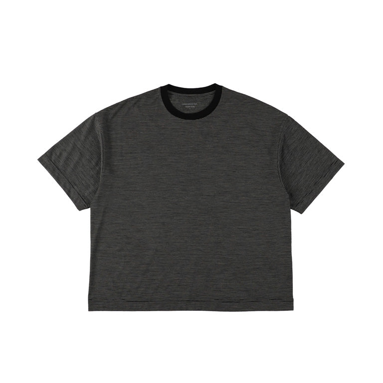 KANEMASA PHIL / 32G Wool Stripe SS Tee (Black)