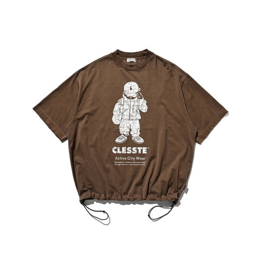 CLESSTE / 'Clesste Boy' Pigment Dyed S/S T-Shirt With Drawstrings (Faded Brown)