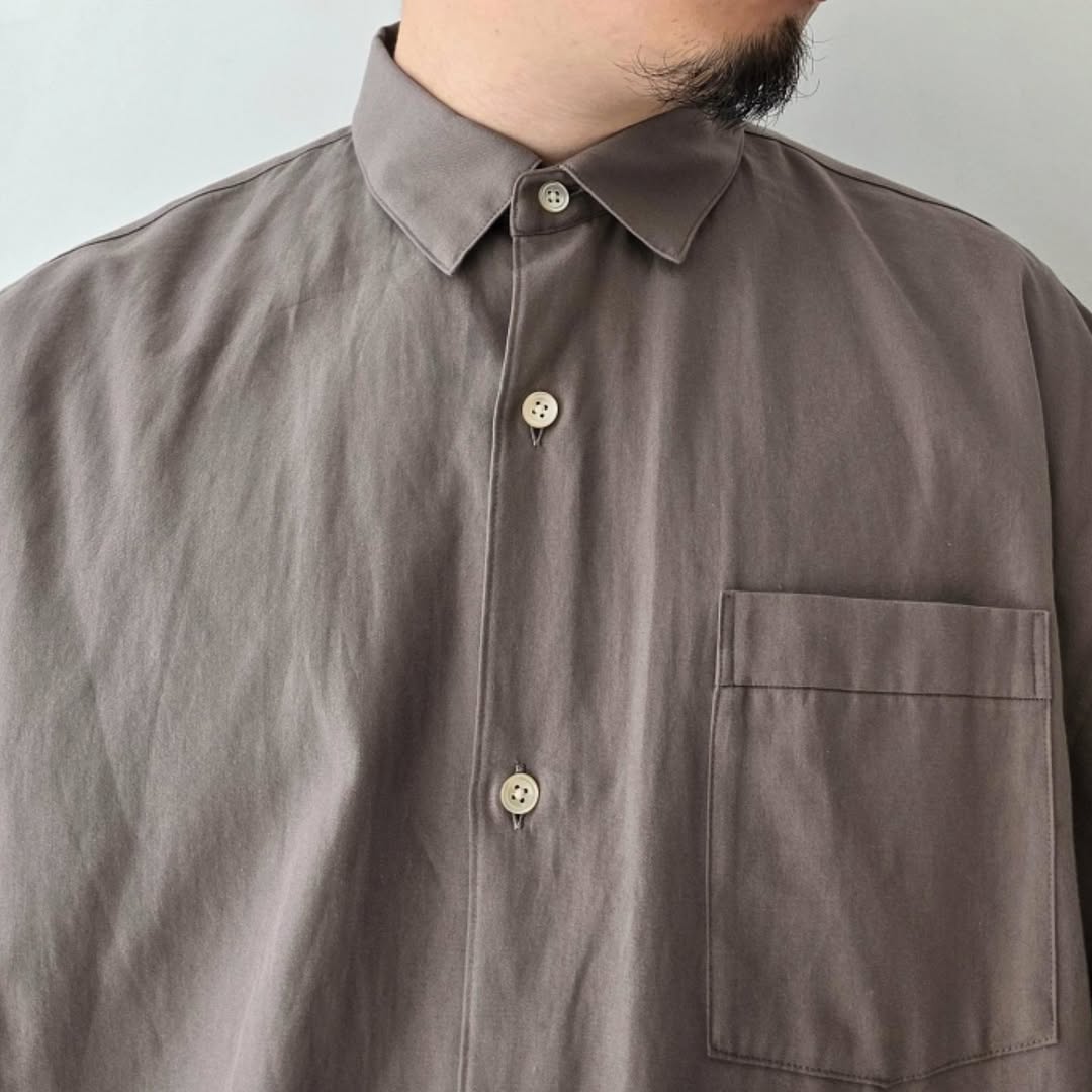 BLANC YM / Soft Oxford Half Shirts (Beige)