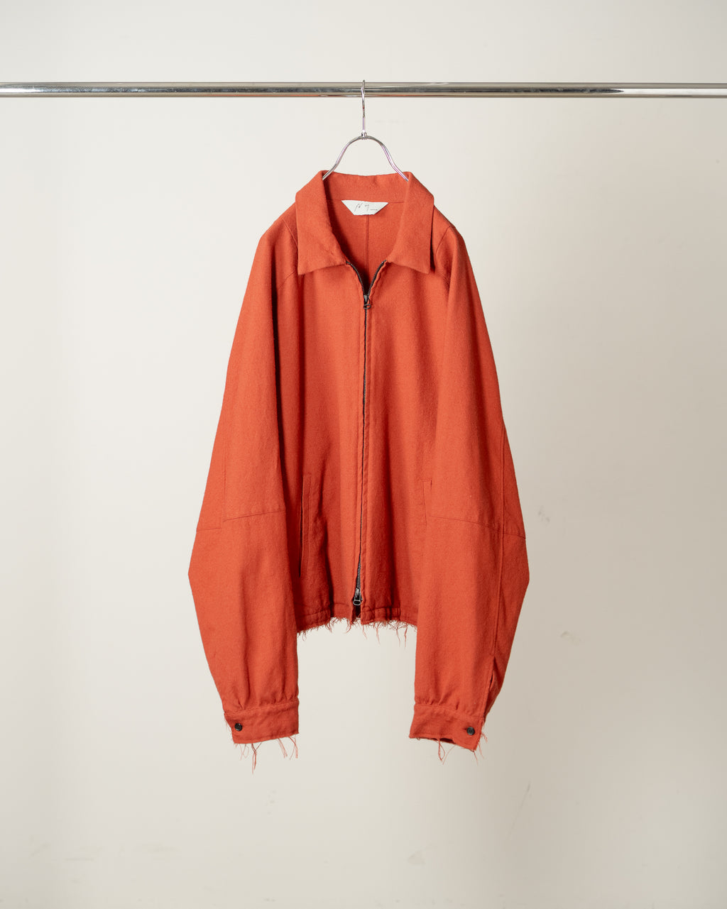 ANCELLM / Shrink Wool Zip-Up Shirt Jacket (Red)
