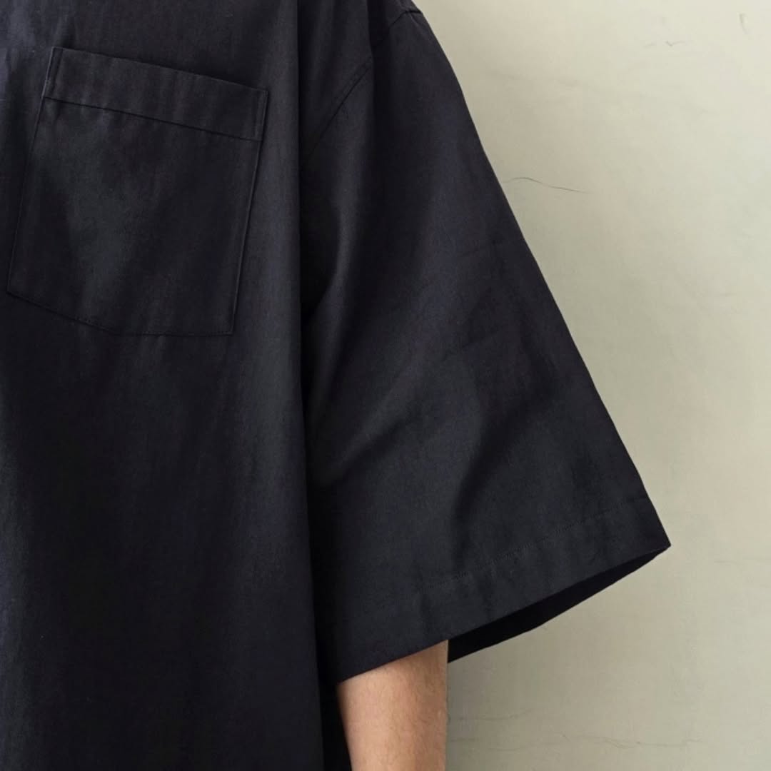 BLANC YM / Soft Oxford Half Shirts (Navy)
